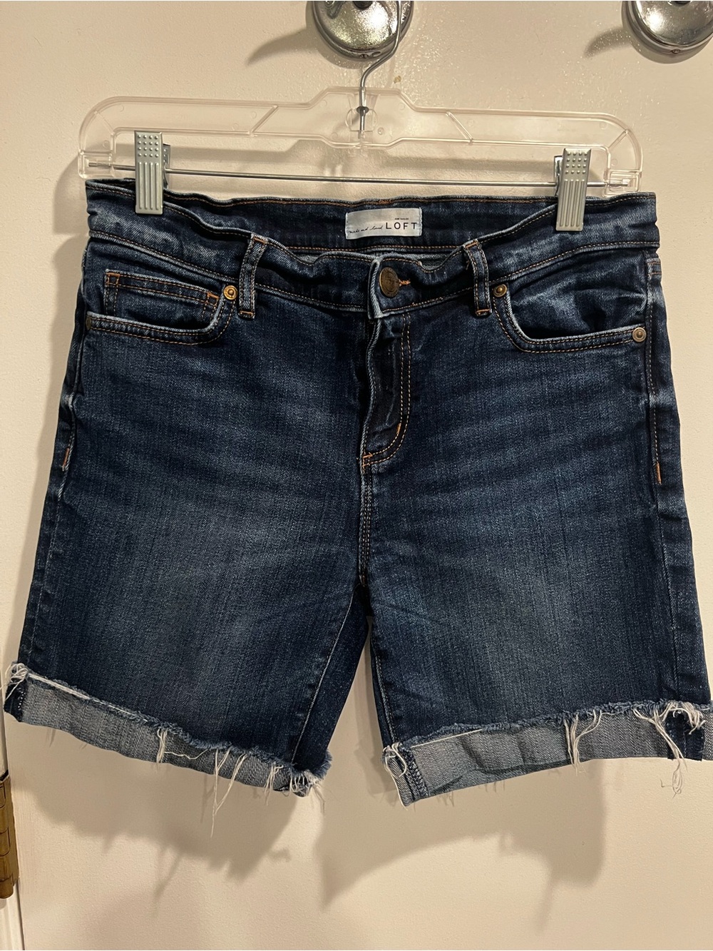 LOFT Women's Dark Blue Denim Cutoff Shorts - Size 27